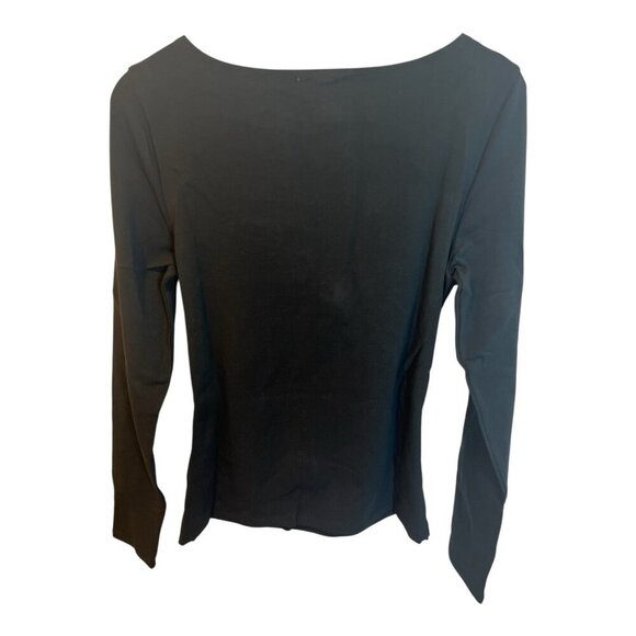 Terea By Andrea Pitter Primrose Knotted Front Top Size Large Black Long Sleeves - Picture 5 of 11